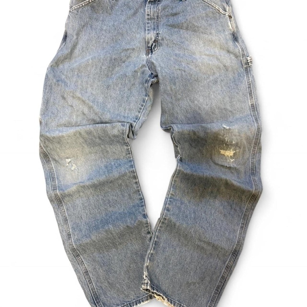 Vintage Wrangler Authentics Carpenter‎ Jeans, Light Wash Distressed - 34x34